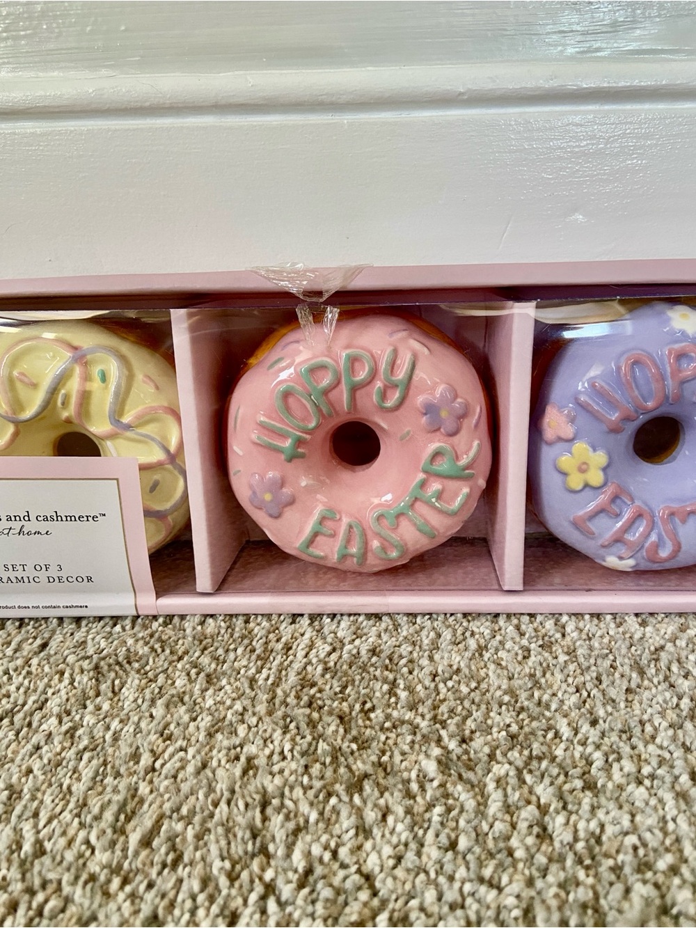 NWT Cupcakes & Cashmere Set of 3 Ceramic Decor Easter Spring Donuts - Picture 9 of 10